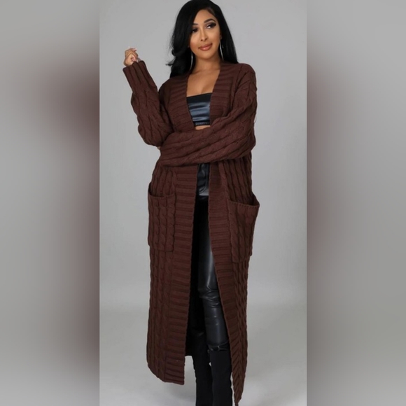 Duster style brown cardigan - Picture 7 of 10